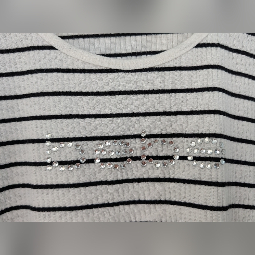 bebe Striped Black and White Top Woman's XL